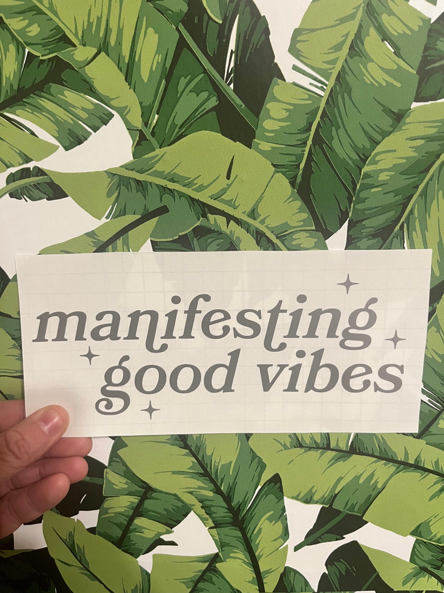 “manifesting good vibes” car decal