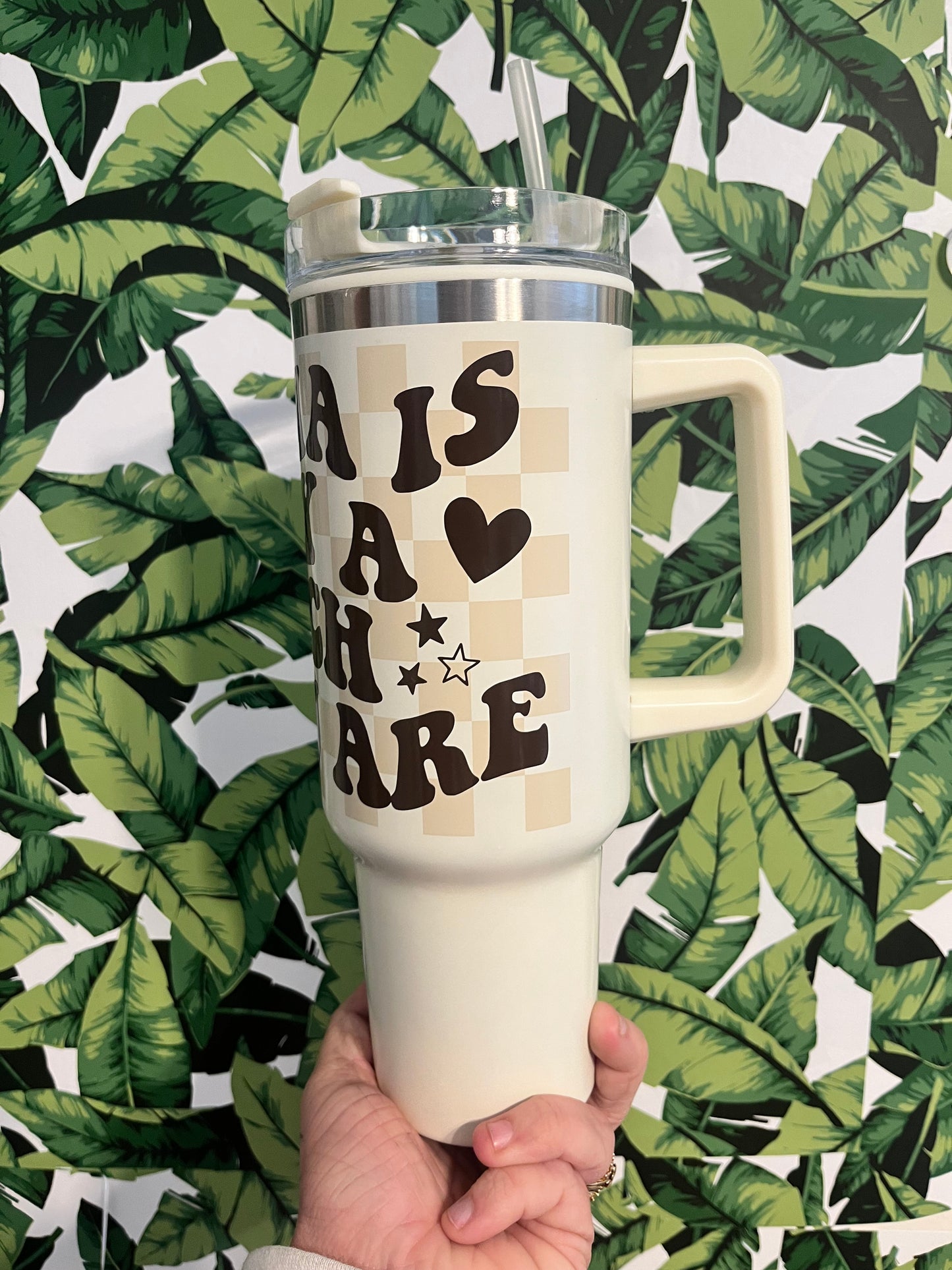 “karma is only a b**** if you are” 40 oz tumbler