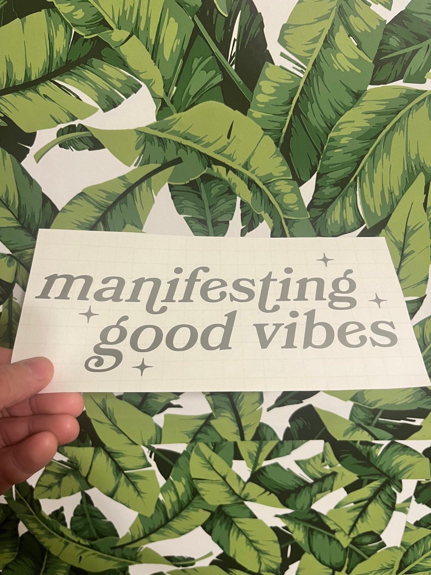 “manifesting good vibes” car decal