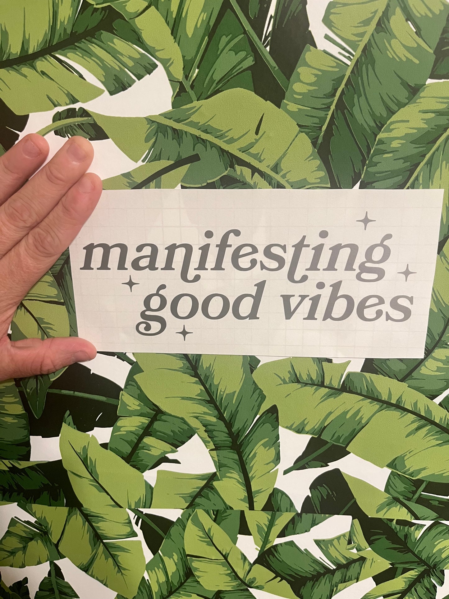 “manifesting good vibes” car decal