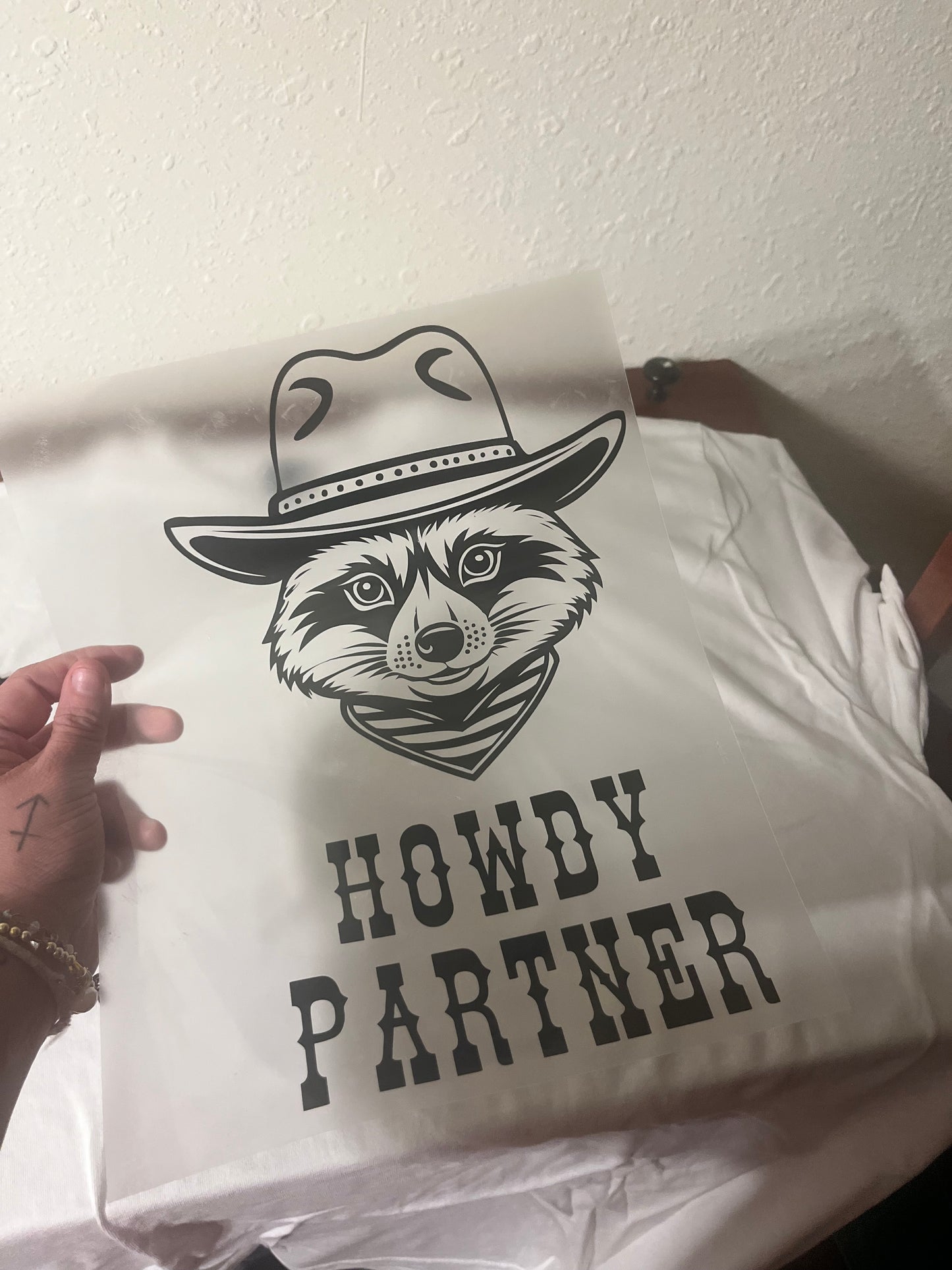 Funny Raccoon Tee- Howdy Partner