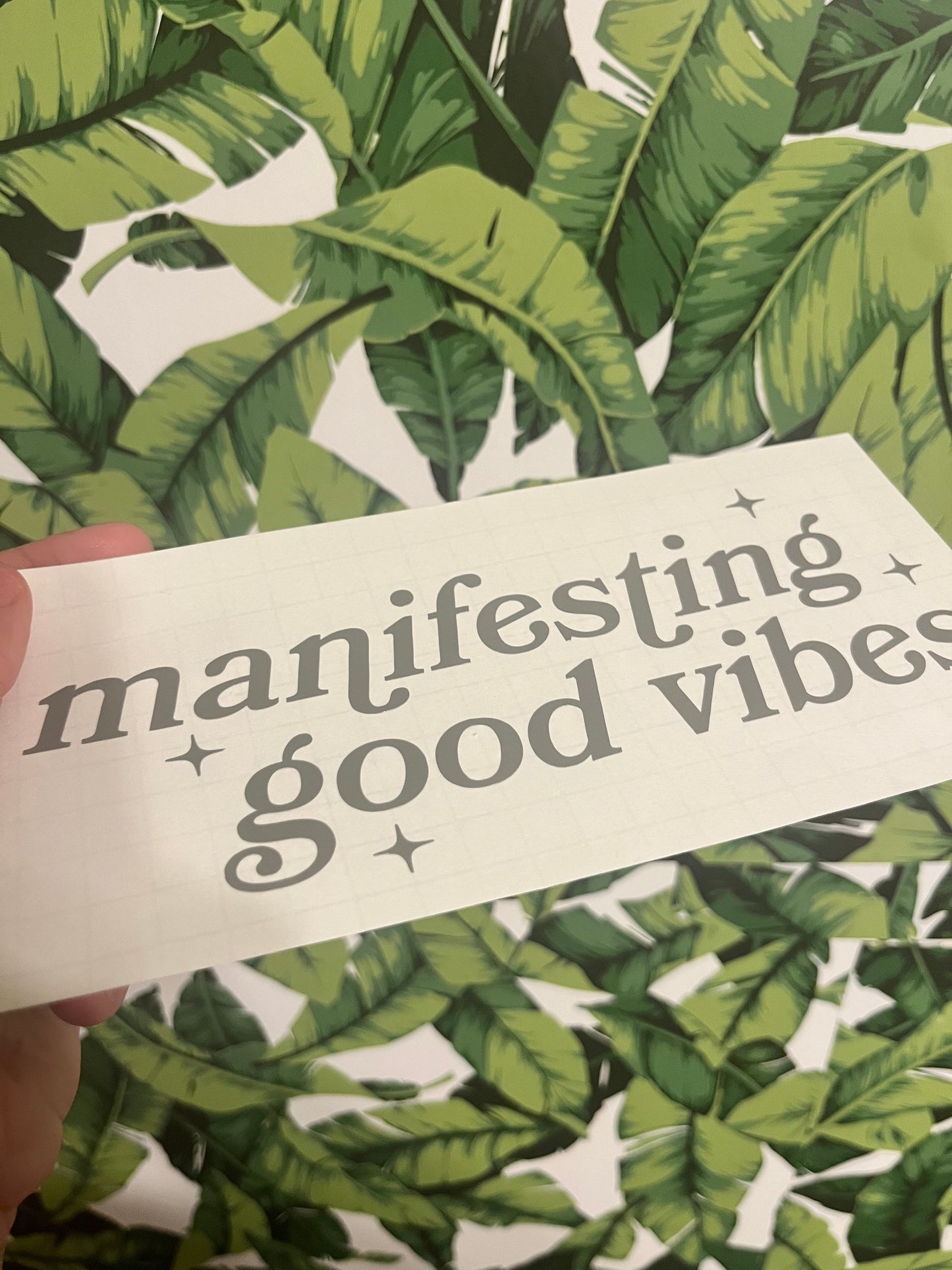 “manifesting good vibes” car decal
